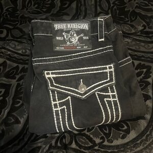 Size 34 true religion black jeans white stitching